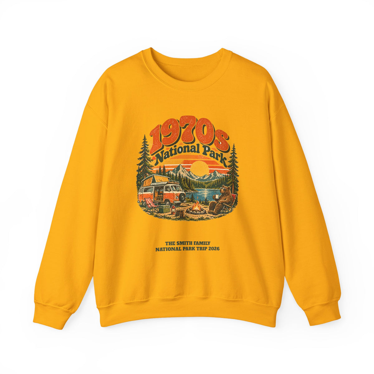 Custom 1970s National Park Family Camping Sweatshirt
