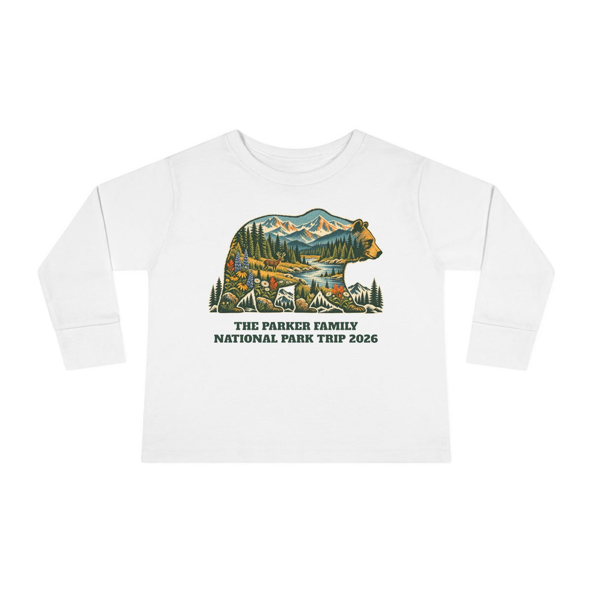 Custom Toddler National Park Bear Long Sleeve Shirt
