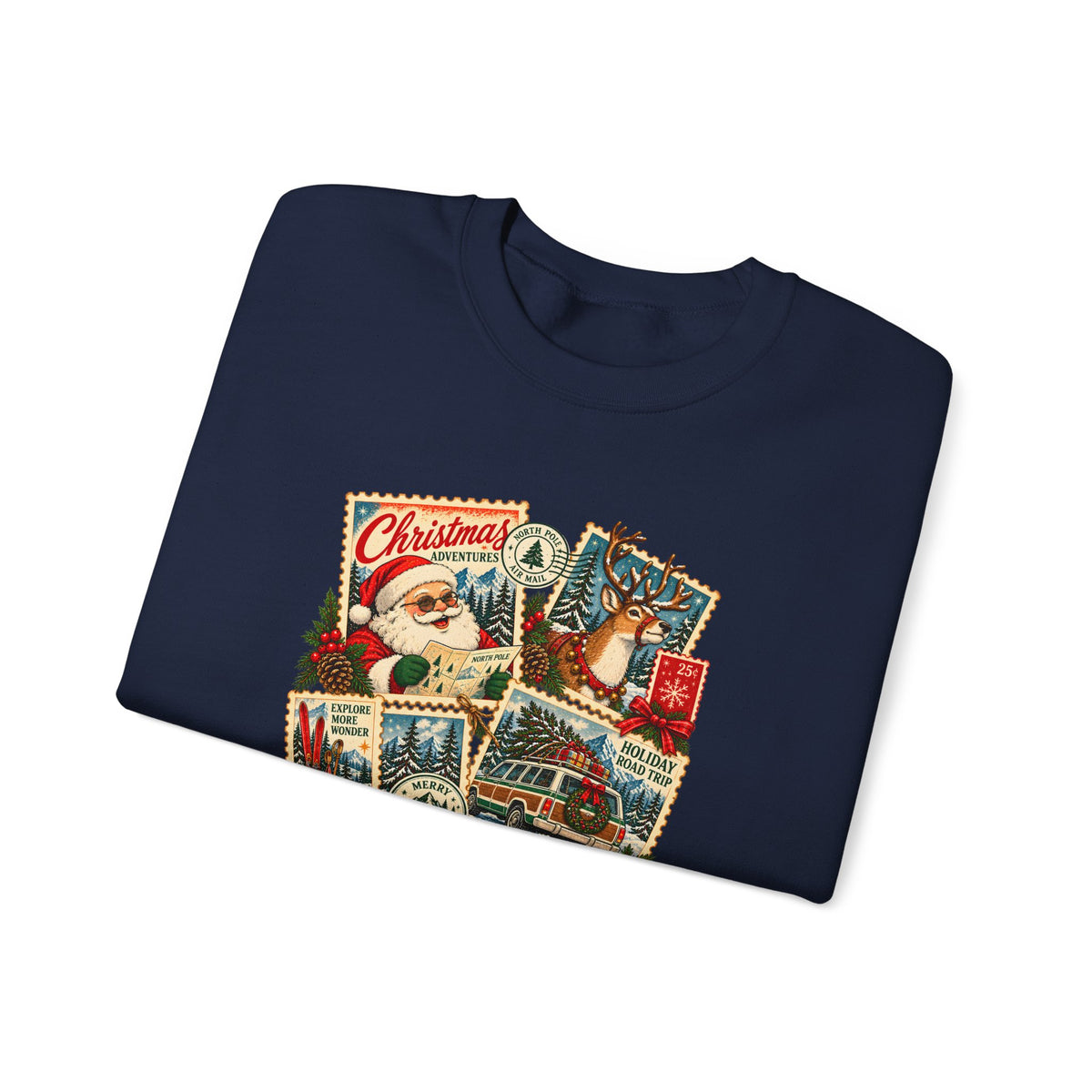 Custom Christmas Adventures Vintage Stamp Sweatshirt