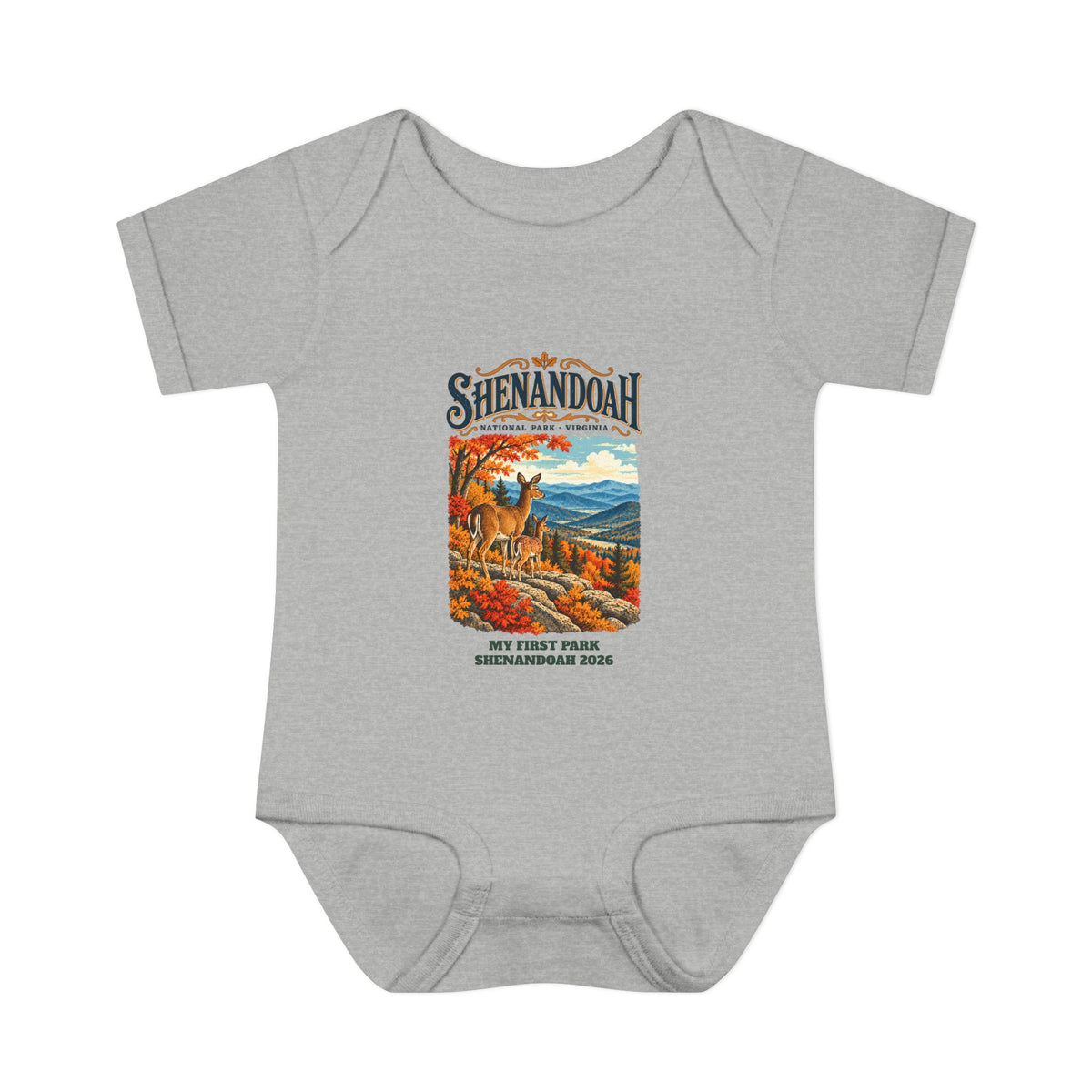 Custom Baby Shenandoah National Park Vintage Deer Onesie