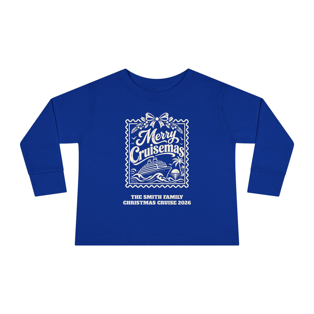 Custom Toddler Merry Cruisemas Stamp Christmas Cruise Long Sleeve Shirt