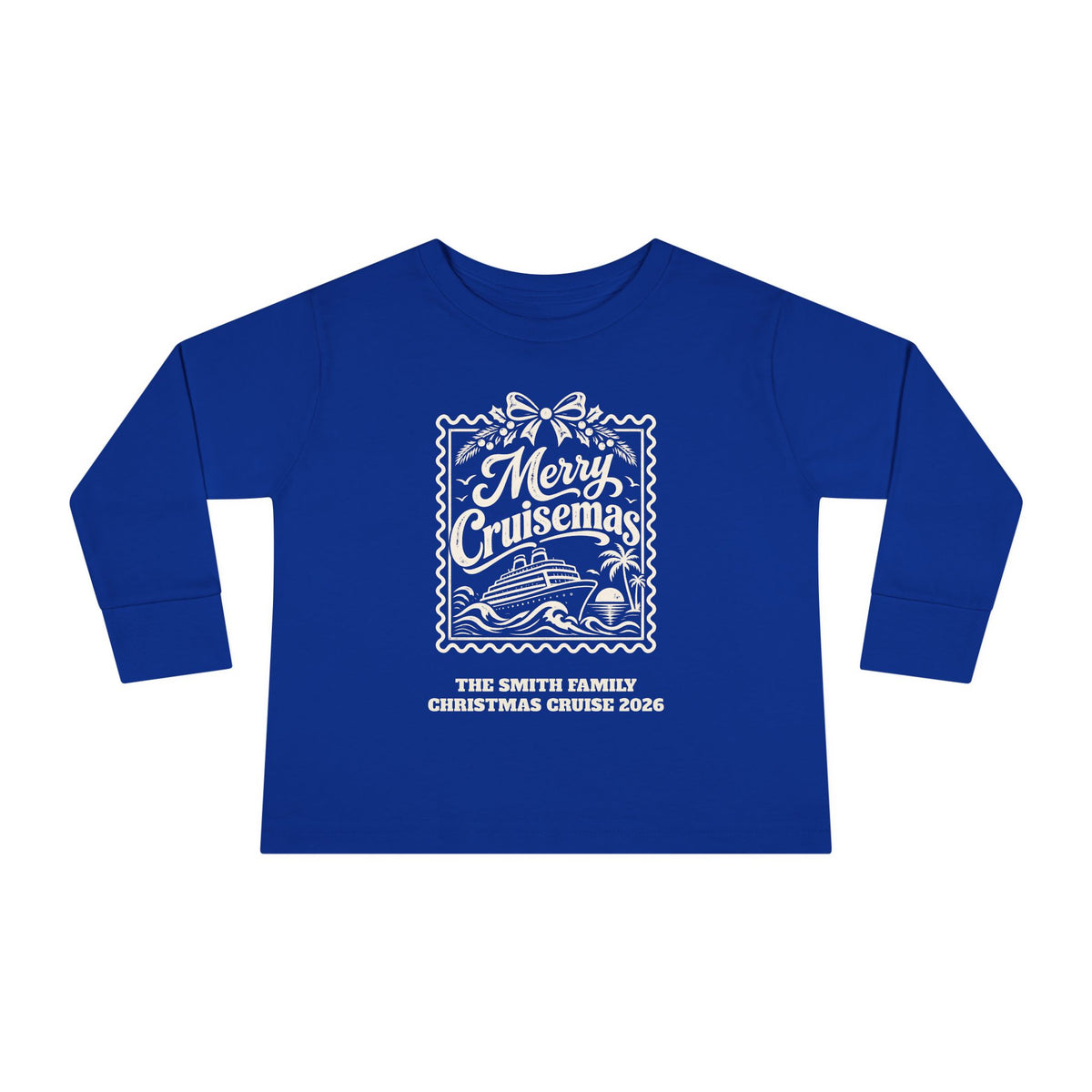 Custom Toddler Merry Cruisemas Stamp Christmas Cruise Long Sleeve Shirt
