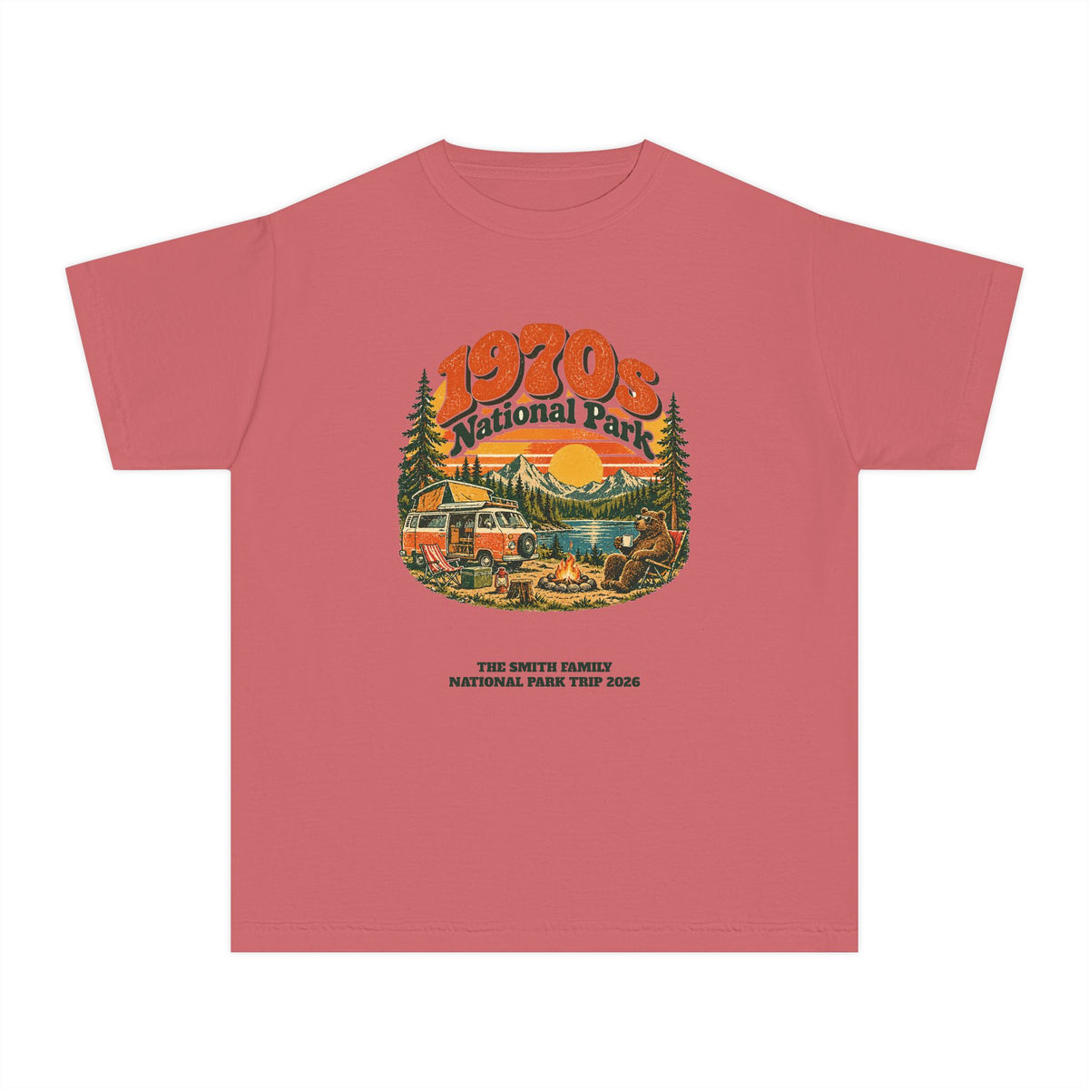 Custom Kids 1970s National Park Family Camping Shirt