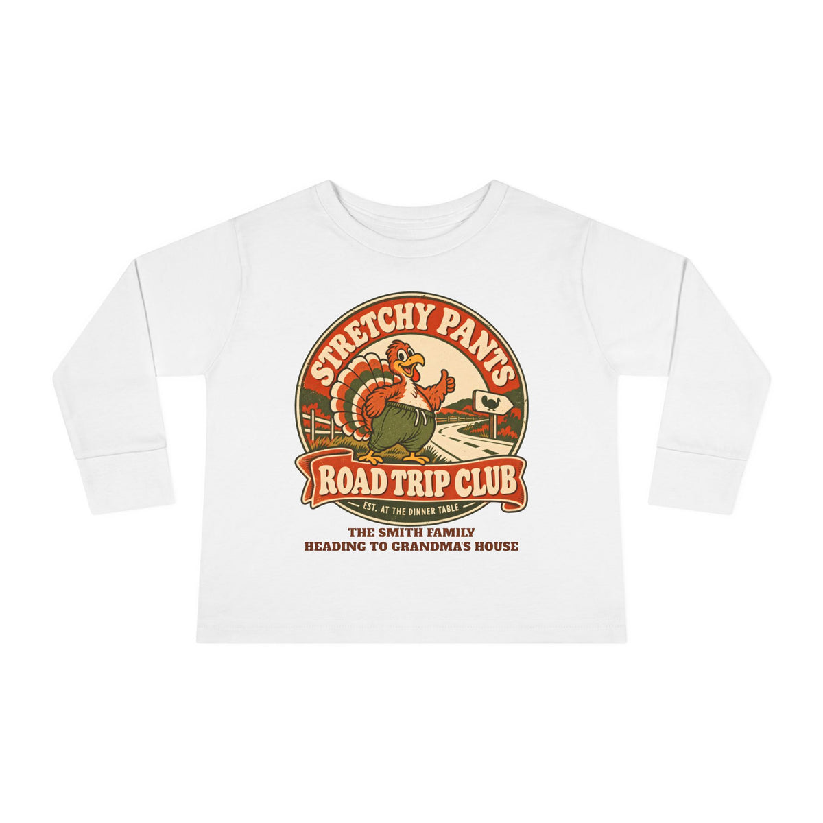 Custom Toddler Stretchy Pants Thanksgiving Long Sleeve Shirt