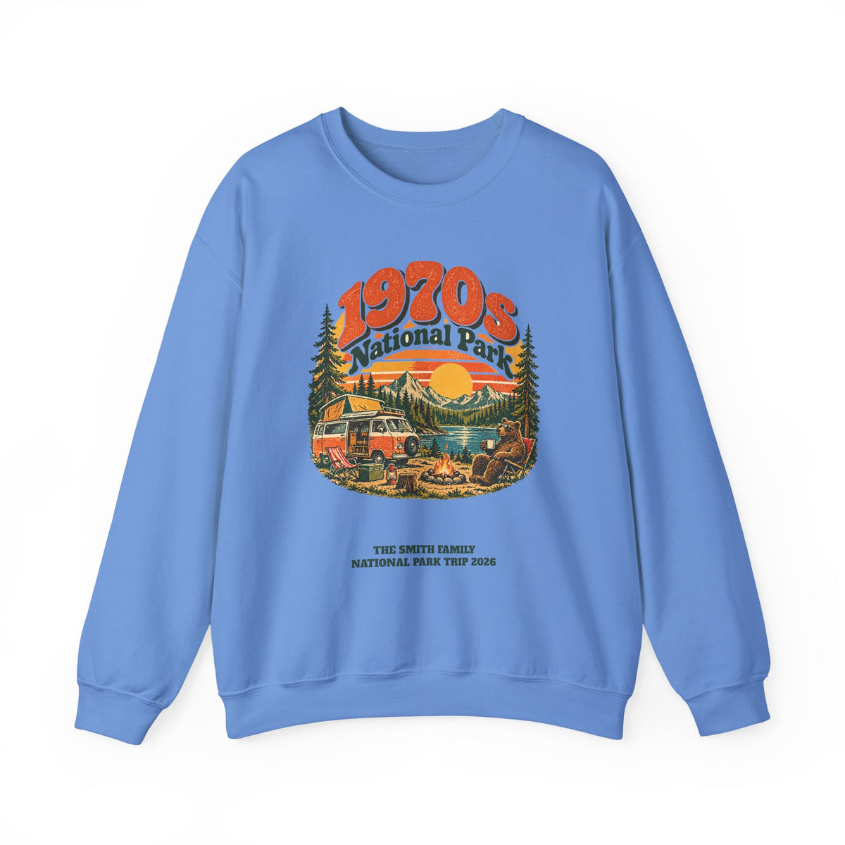 Custom 1970s National Park Family Camping Sweatshirt