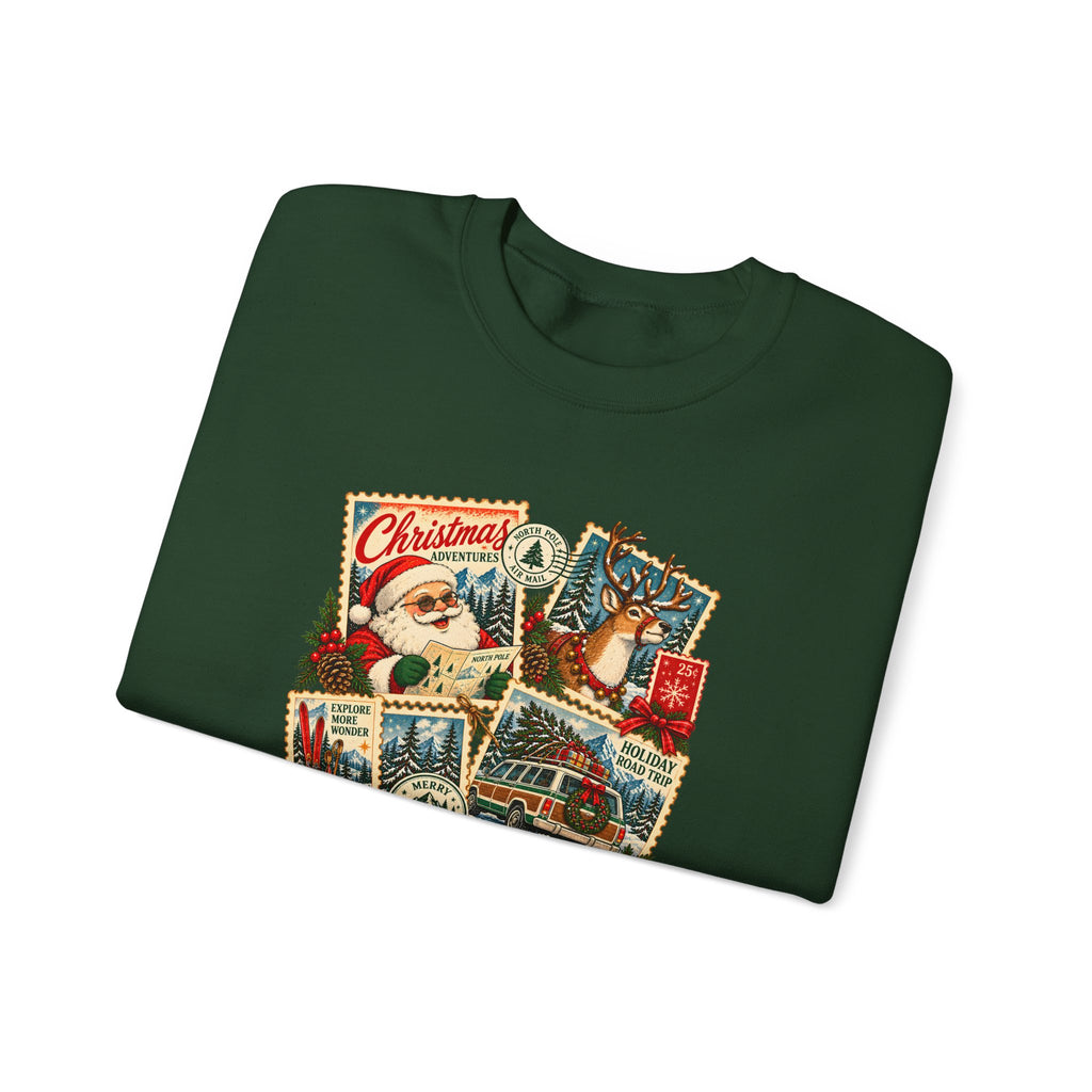 Custom Christmas Adventures Vintage Stamp Sweatshirt