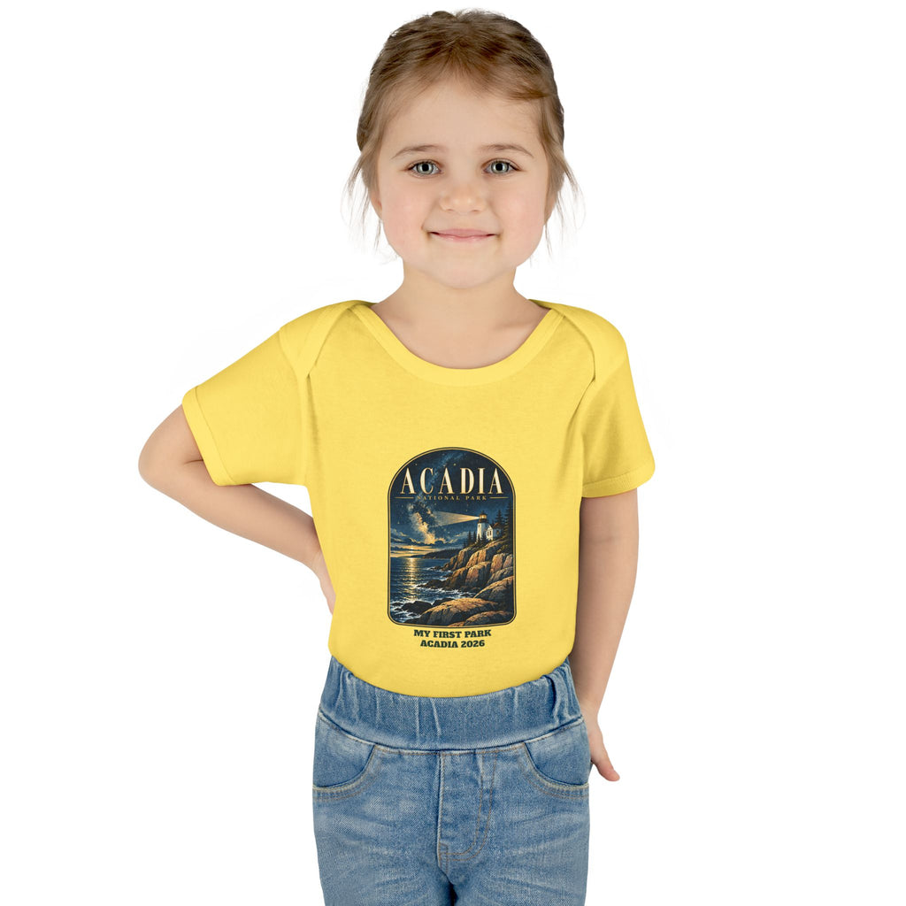 Custom Baby Acadia National Park Lighthouse Night Sky Onesie