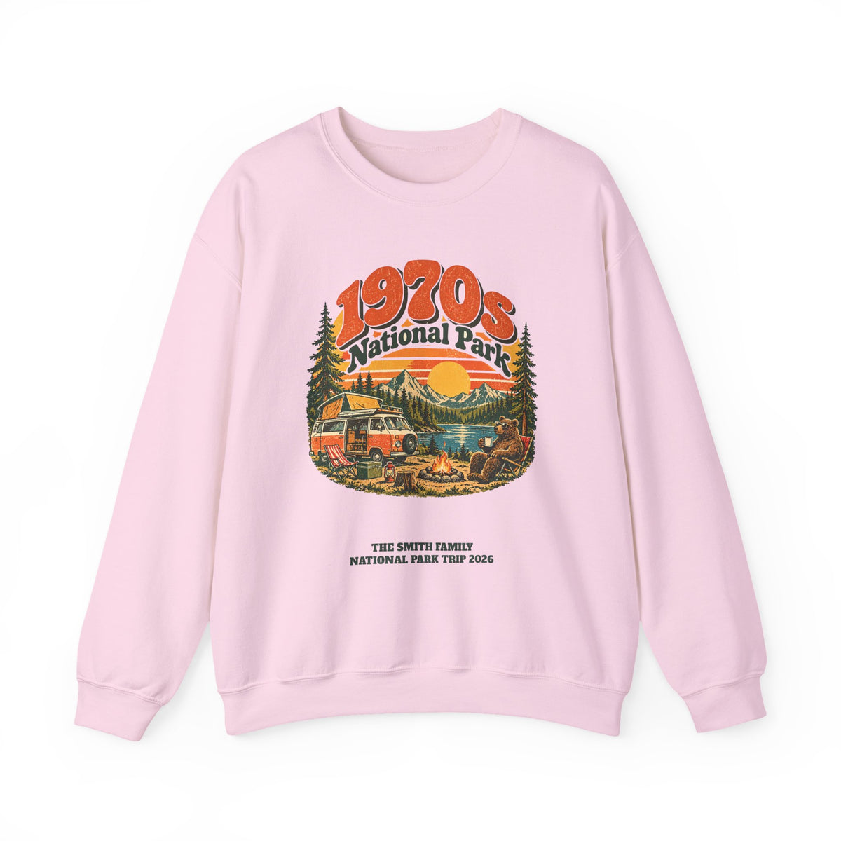 Custom 1970s National Park Family Camping Sweatshirt