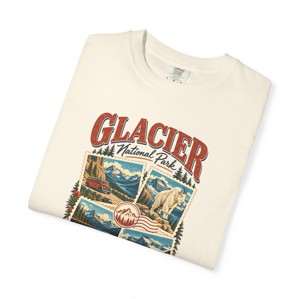 Custom Glacier National Park Stamp Collage Shirt