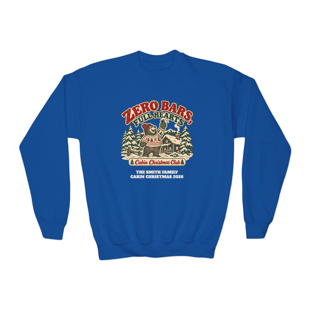Custom Kids Zero Bars Full Hearts Cabin Christmas Sweatshirt