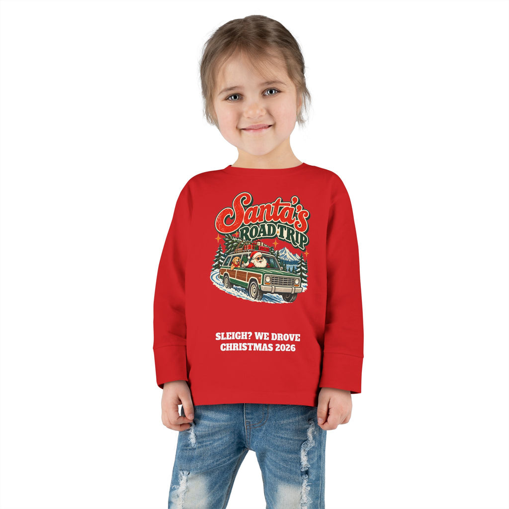 Custom Toddler Santa's Road Trip Christmas Long Sleeve Shirt