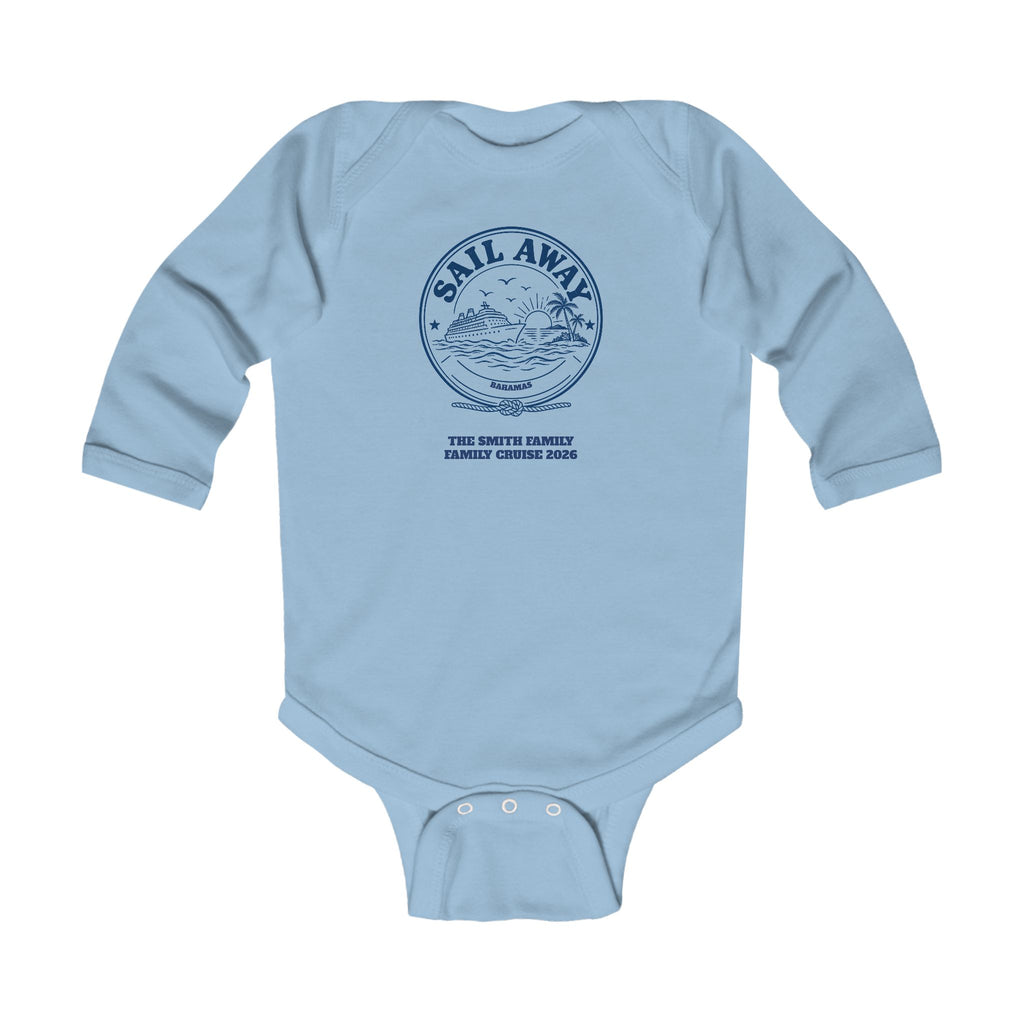 Custom Baby Sail Away Cruise Badge Long Sleeve Onesie