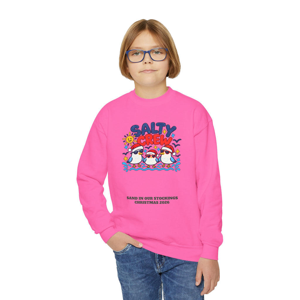 Custom Kids Salty Crew Beach Christmas Sweatshirt