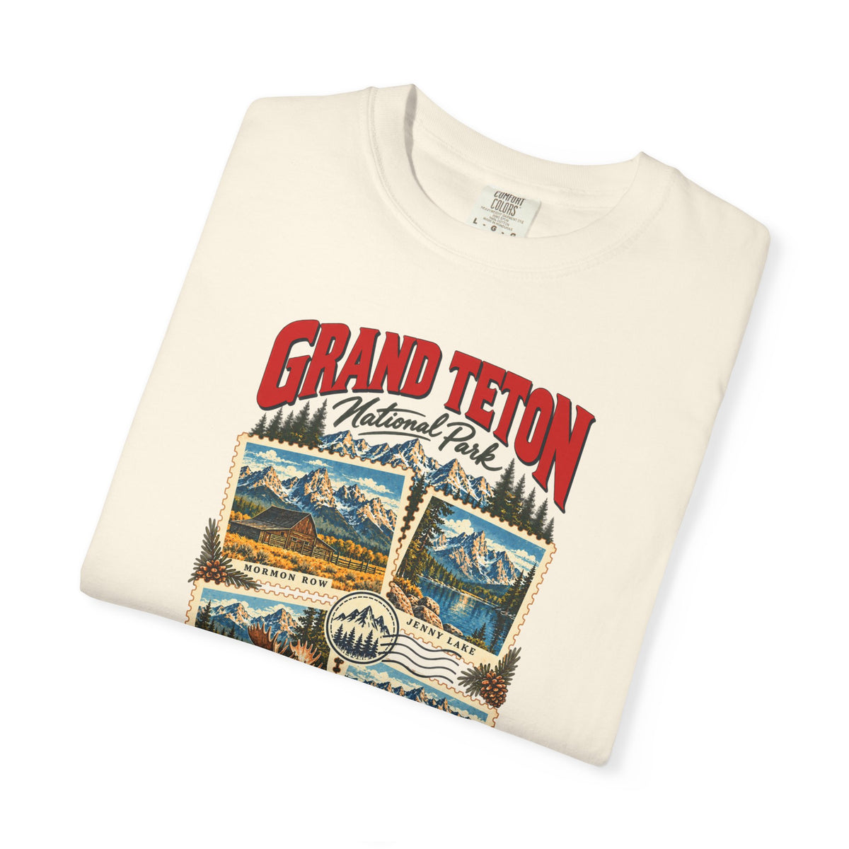 Custom Grand Teton National Park Stamp Collage Shirt