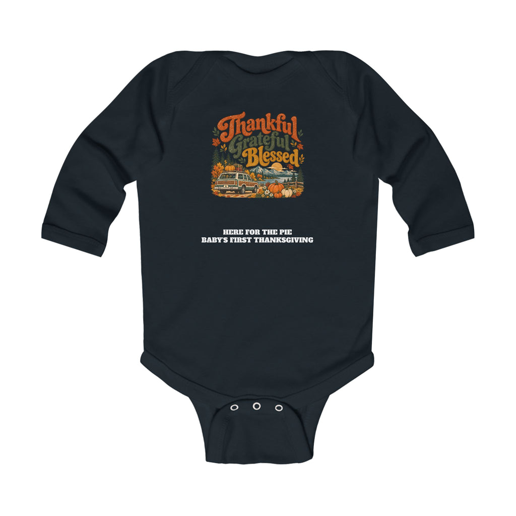 Custom Baby Thankful Grateful Blessed Thanksgiving Road Trip Long Sleeve Onesie