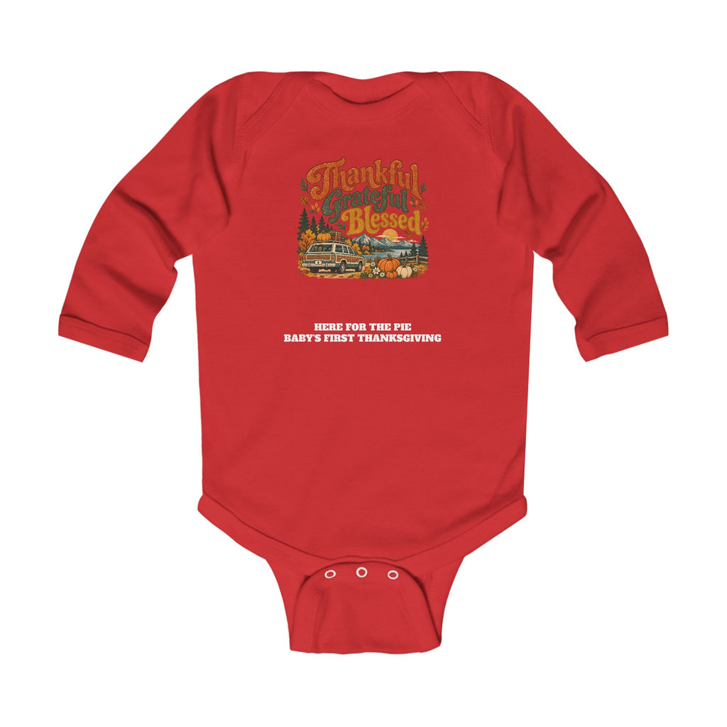 Custom Baby Thankful Grateful Blessed Thanksgiving Road Trip Long Sleeve Onesie