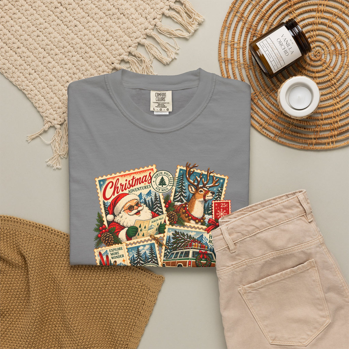Custom Christmas Adventures Vintage Stamp Shirt