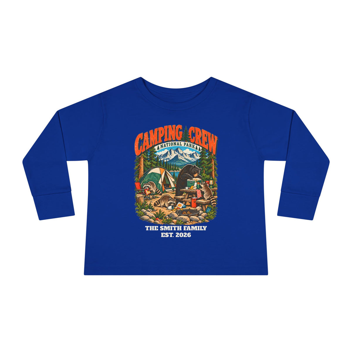 Custom Toddler Camping Crew Camping Long Sleeve Shirt