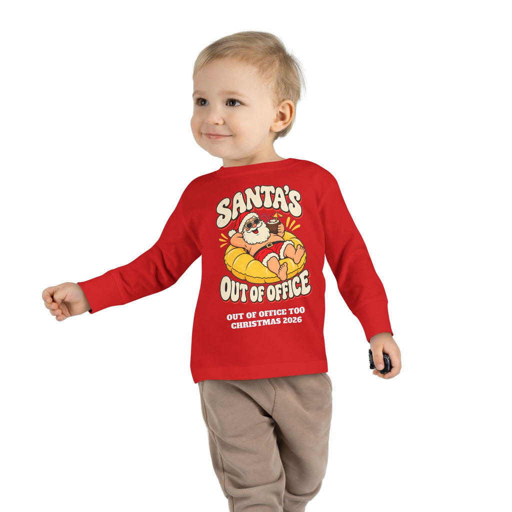 Custom Toddler Santa's Out Of Office Christmas Long Sleeve Shirt