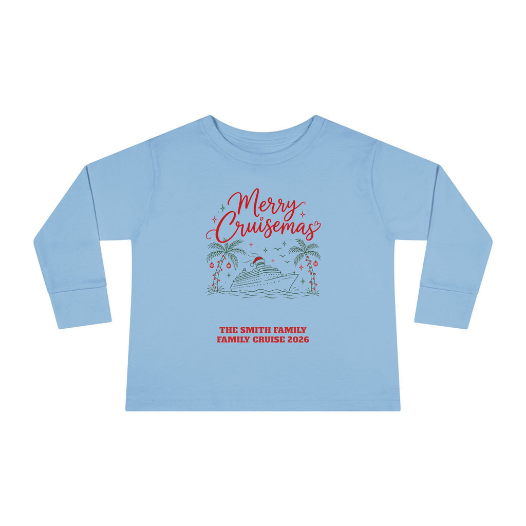 Custom Toddler Merry Cruisemas Palm Tree Christmas Cruise Long Sleeve Shirt
