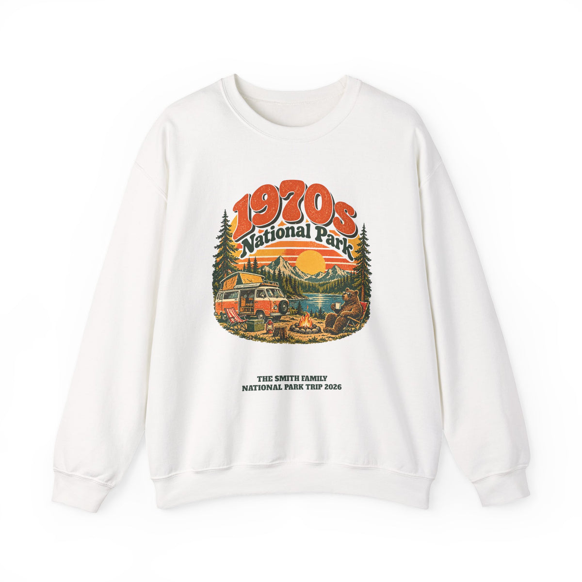 Custom 1970s National Park Family Camping Sweatshirt