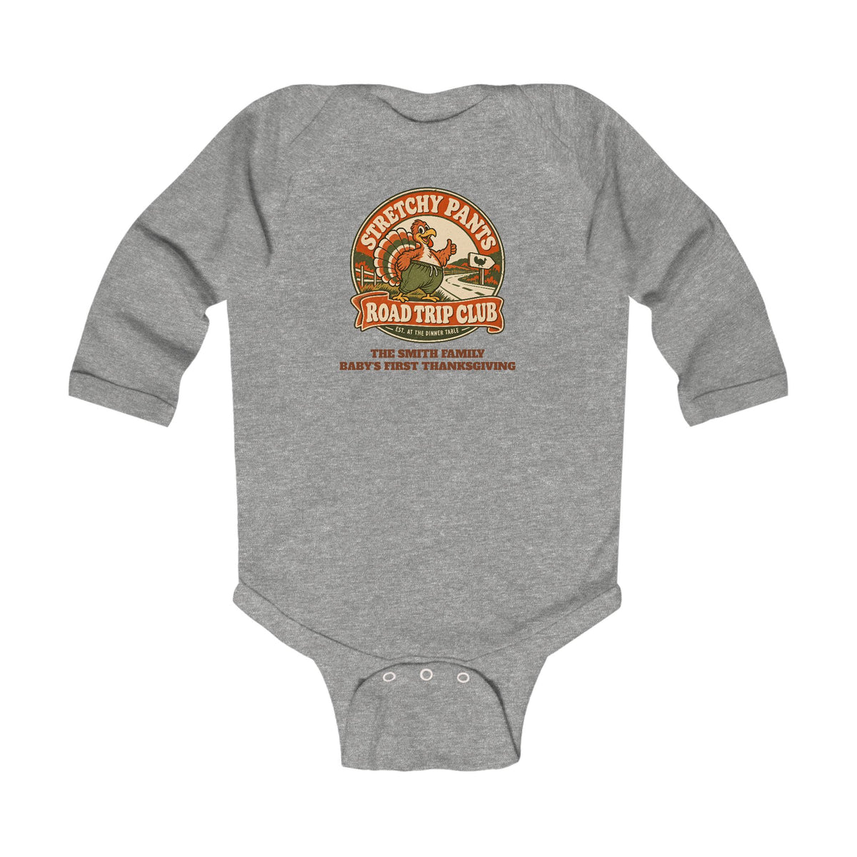 Custom Baby Stretchy Pants Thanksgiving Long Sleeve Bodysuit