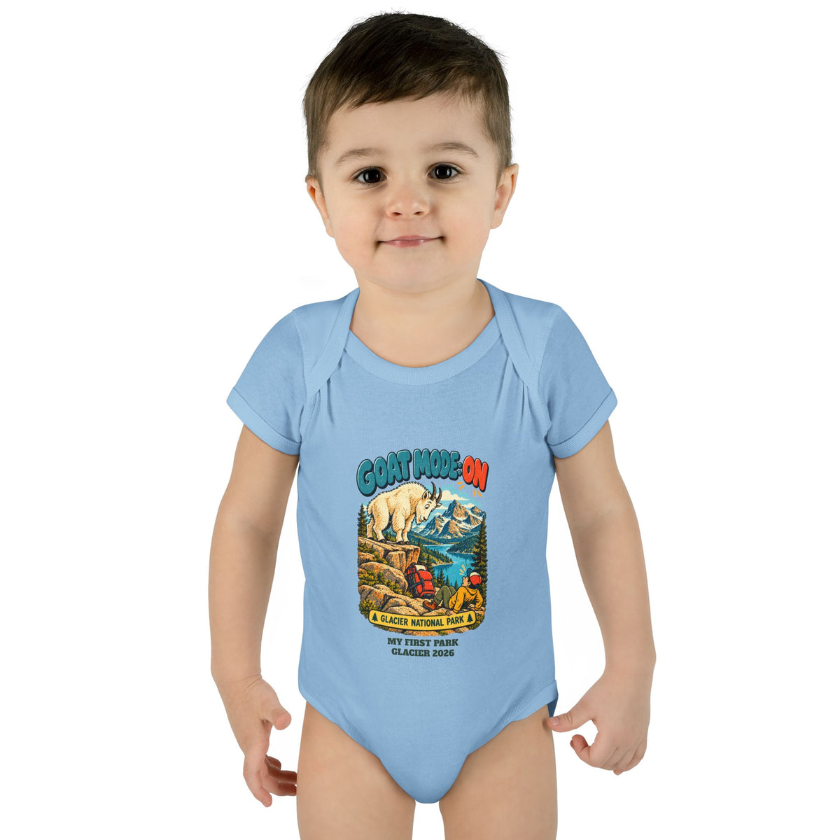 Custom Baby Glacier National Park Funny Goat Mode Onesie