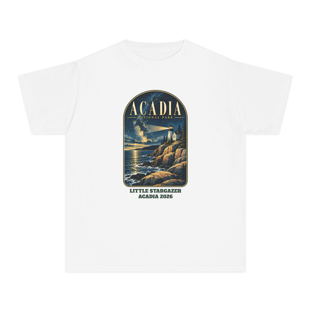 Custom Kids Acadia National Park Lighthouse Night Sky Shirt