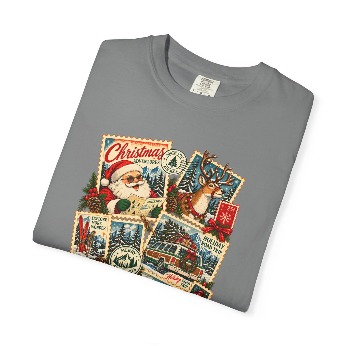 Custom Christmas Adventures Vintage Stamp Shirt
