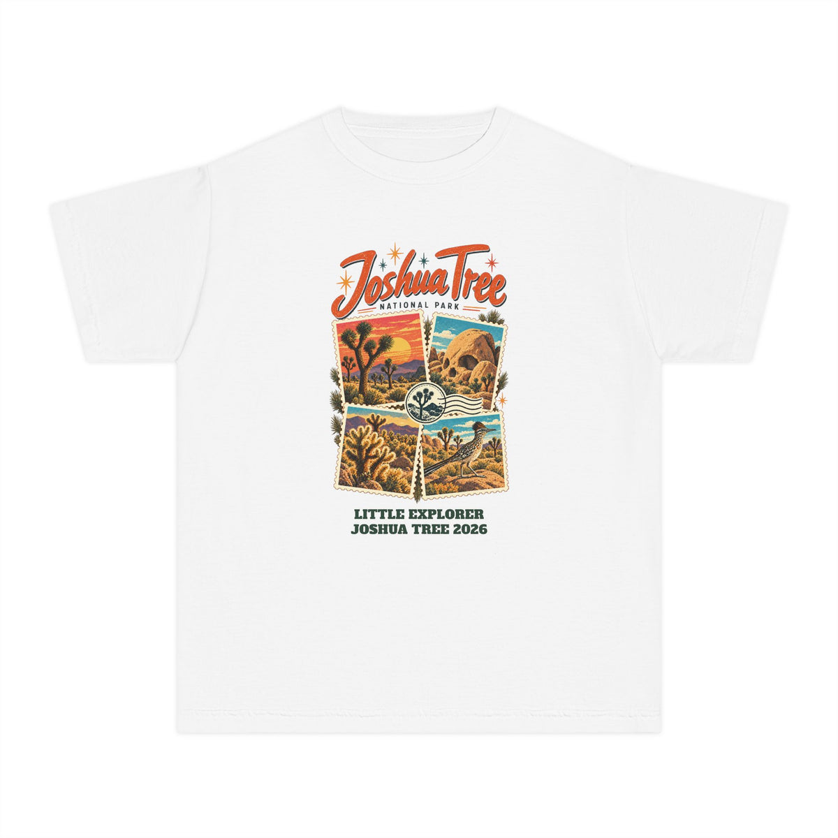 Custom Kids Joshua Tree National Park Stamp Collage Shirt