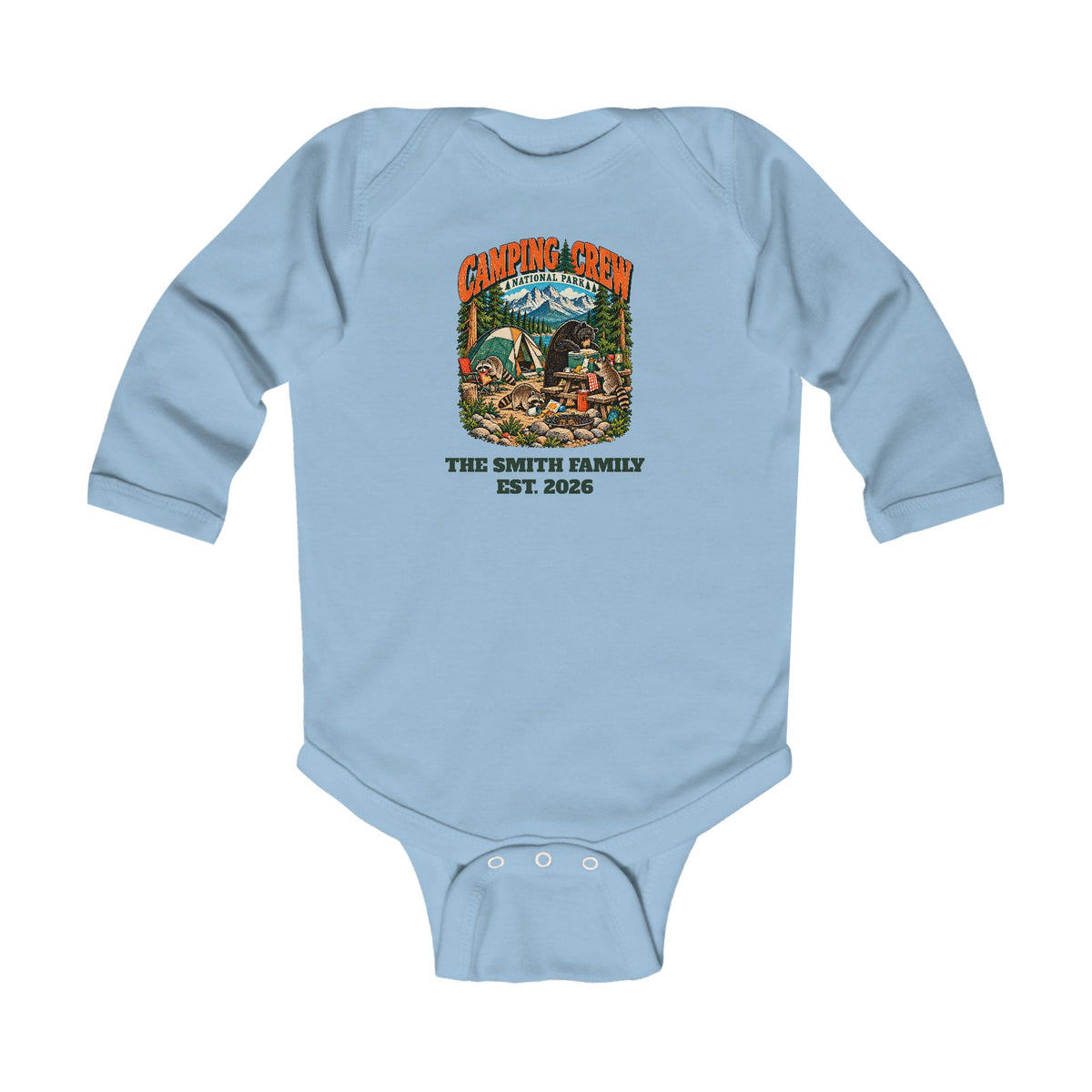 Custom Baby Camping Crew Camping Long Sleeve Onesie