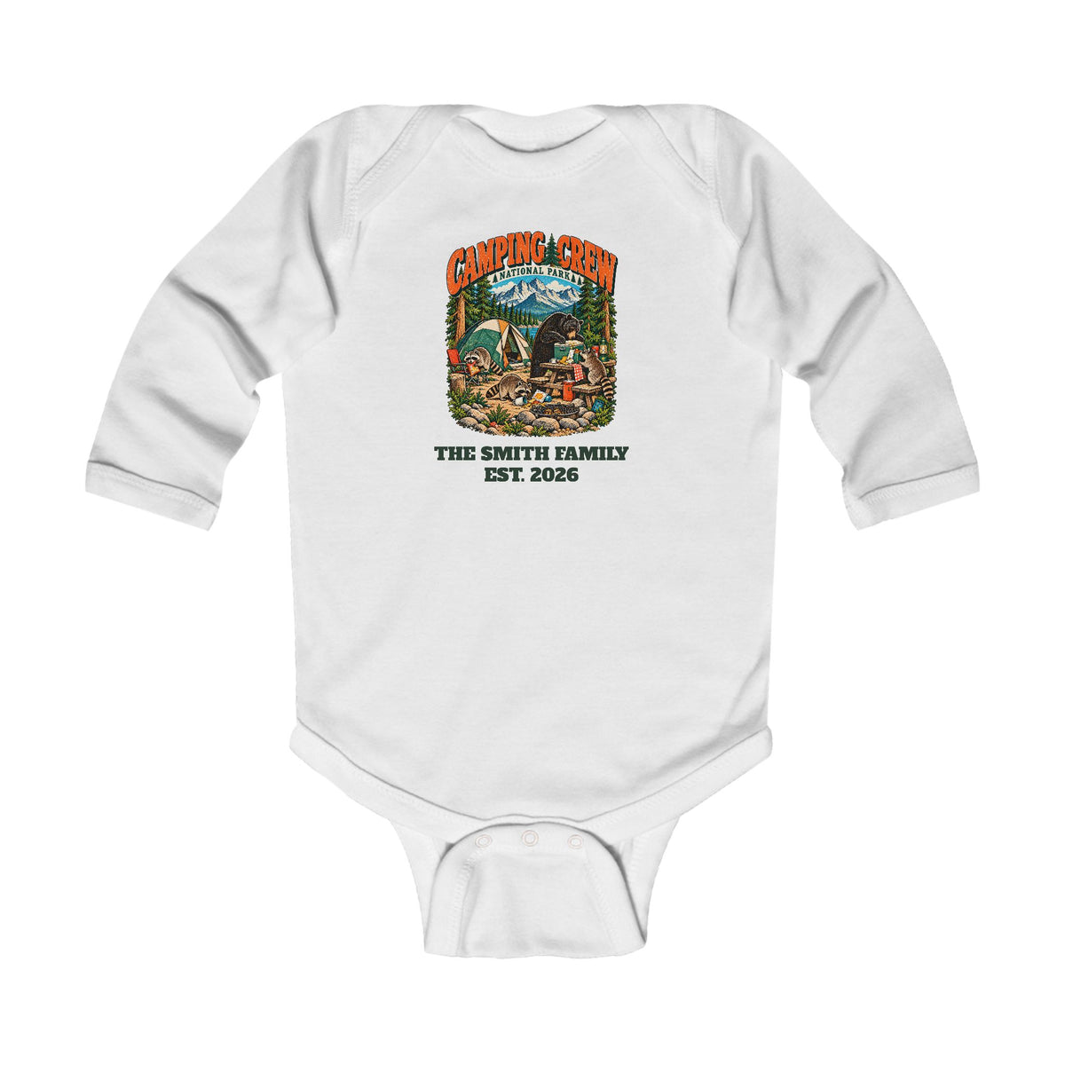 Custom Baby Camping Crew Camping Long Sleeve Onesie