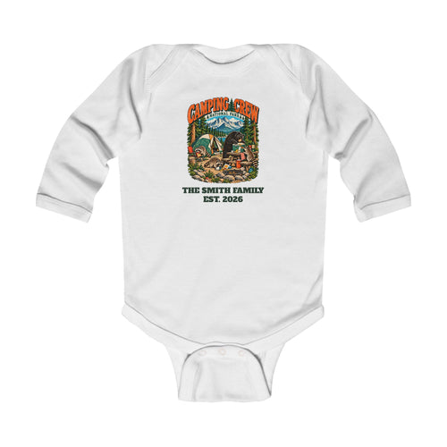 Custom Baby Camping Crew Camping Long Sleeve Bodysuit