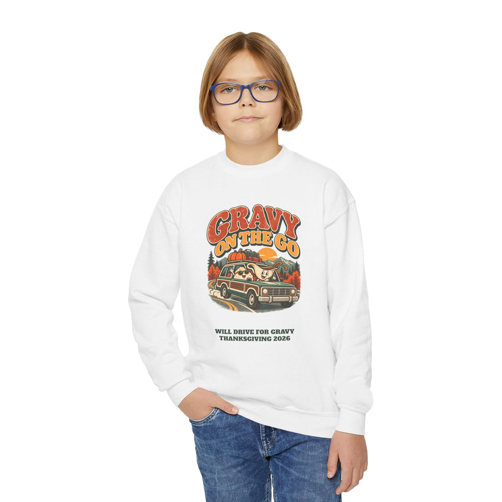 Custom Kids Gravy On The Go Thanksgiving Road Trip Sweatshirt