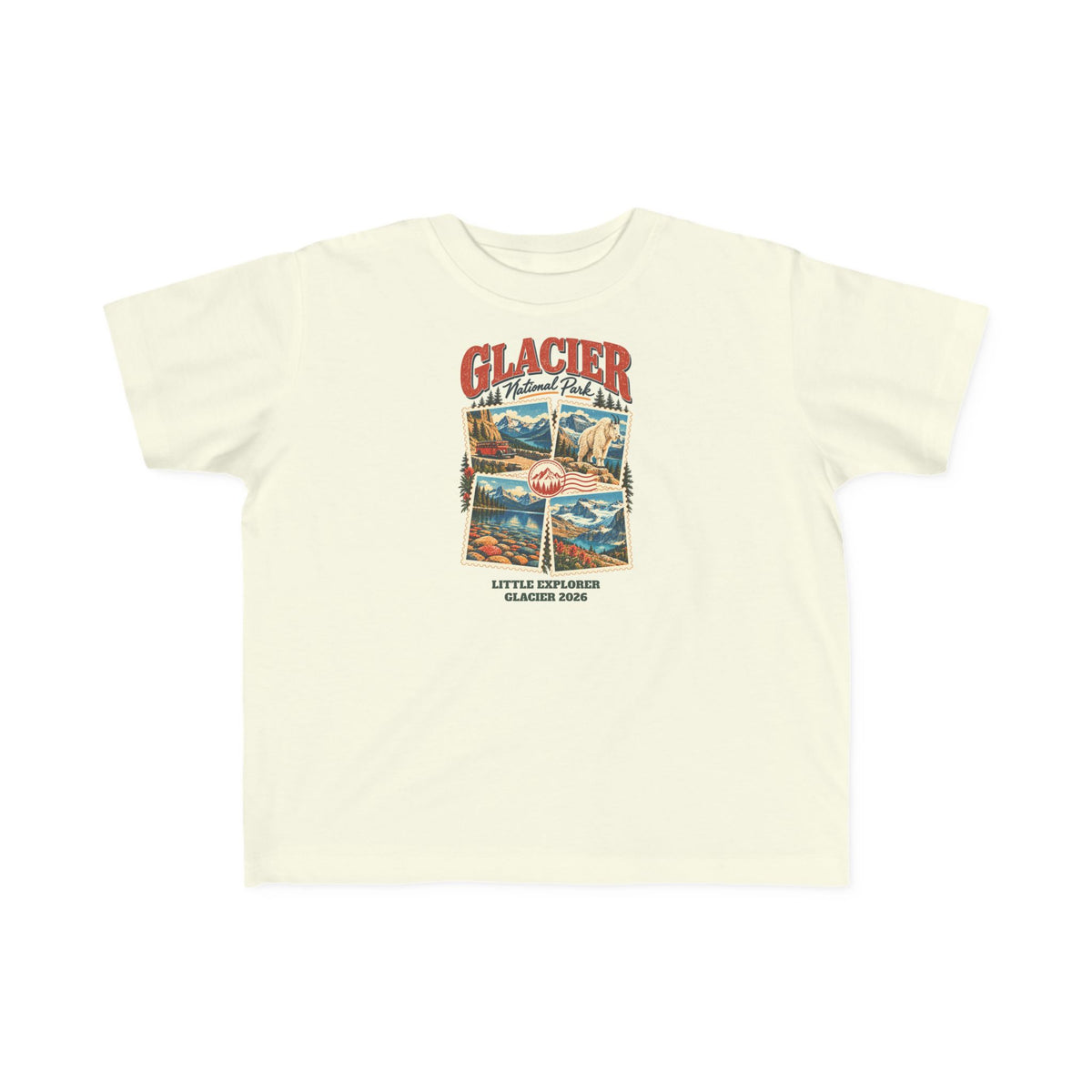 Custom Toddler Glacier National Park Stamp Collage Shirt