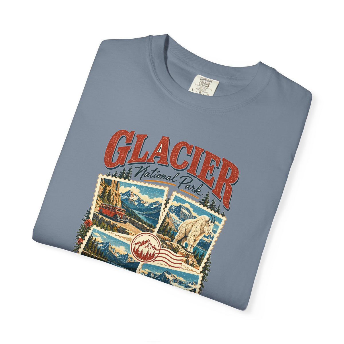 Custom Glacier National Park Stamp Collage Shirt