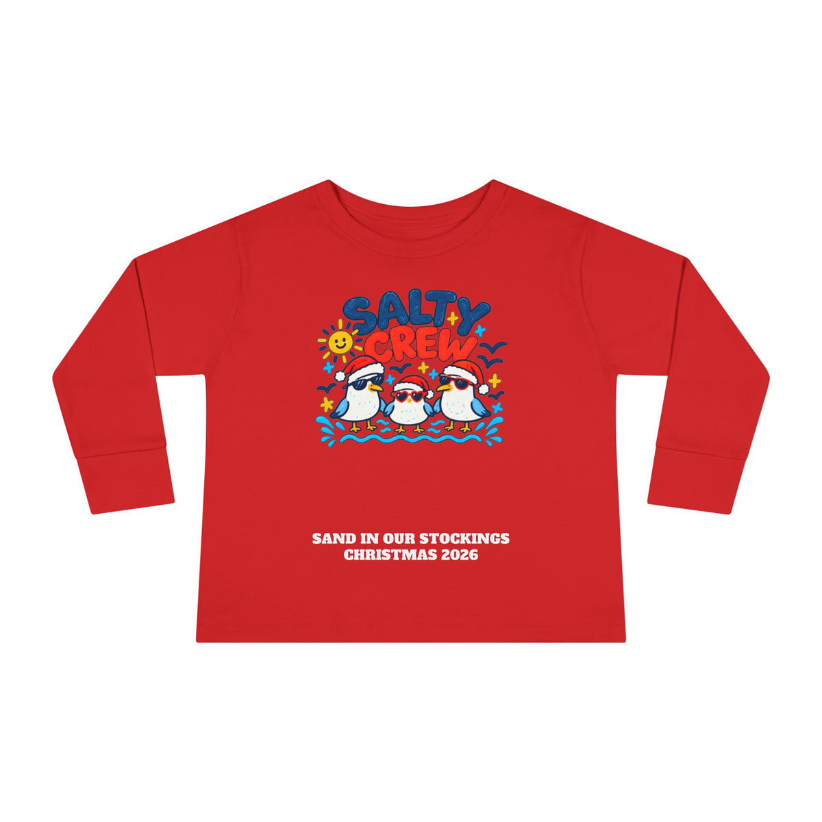 Custom Toddler Salty Crew Beach Christmas Long Sleeve Shirt