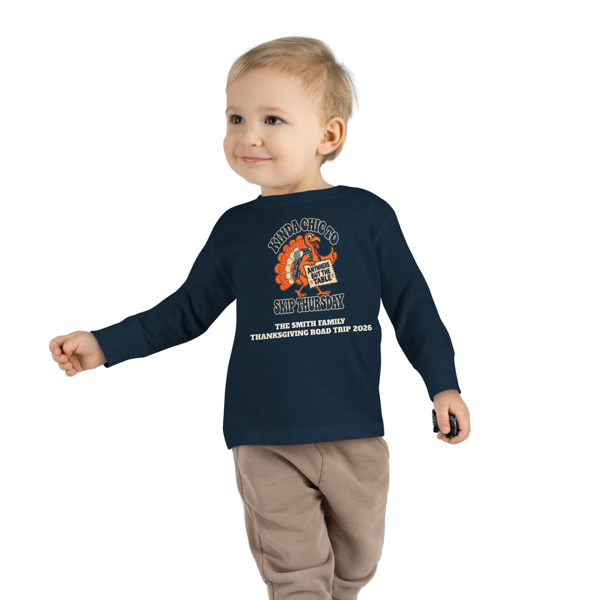 Custom Toddler Kinda Chic to Skip Thursday Thanksgiving Long Sleeve Shirt