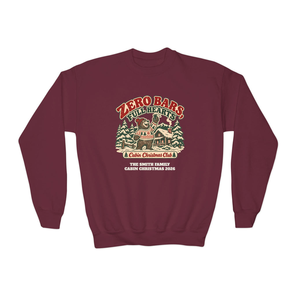 Custom Kids Zero Bars Full Hearts Cabin Christmas Sweatshirt