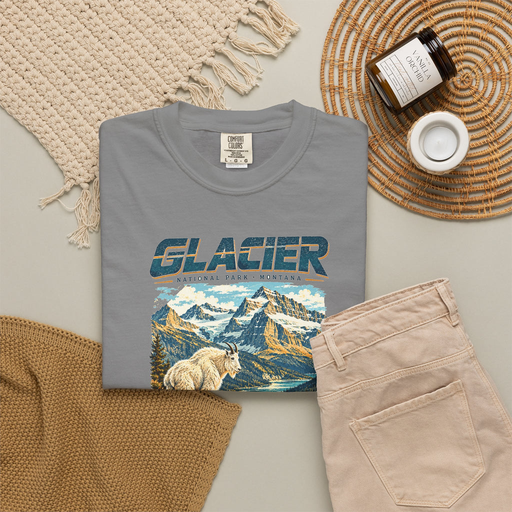 Custom Glacier National Park Vintage Mountain Goat Shirt