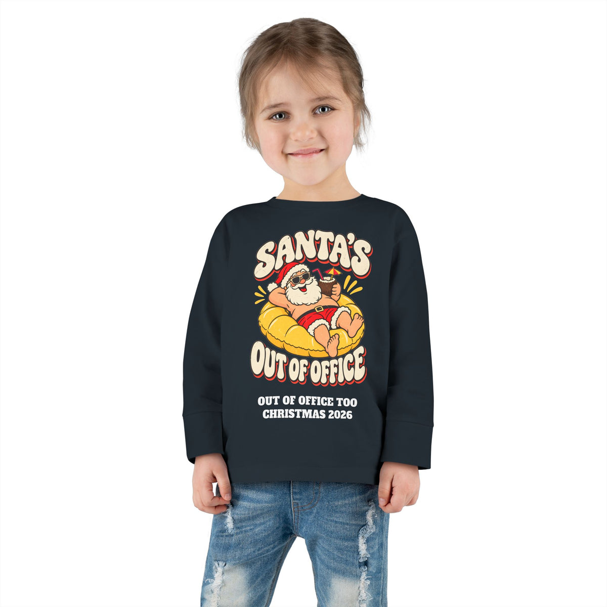 Custom Toddler Santa's Out Of Office Christmas Long Sleeve Shirt