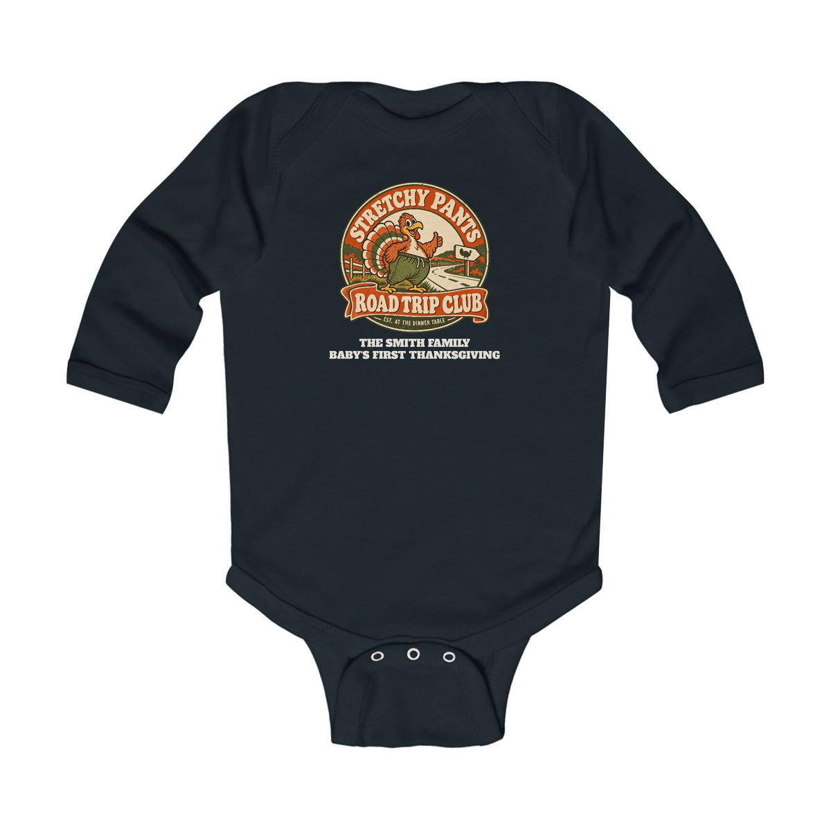 Custom Baby Stretchy Pants Thanksgiving Long Sleeve Bodysuit