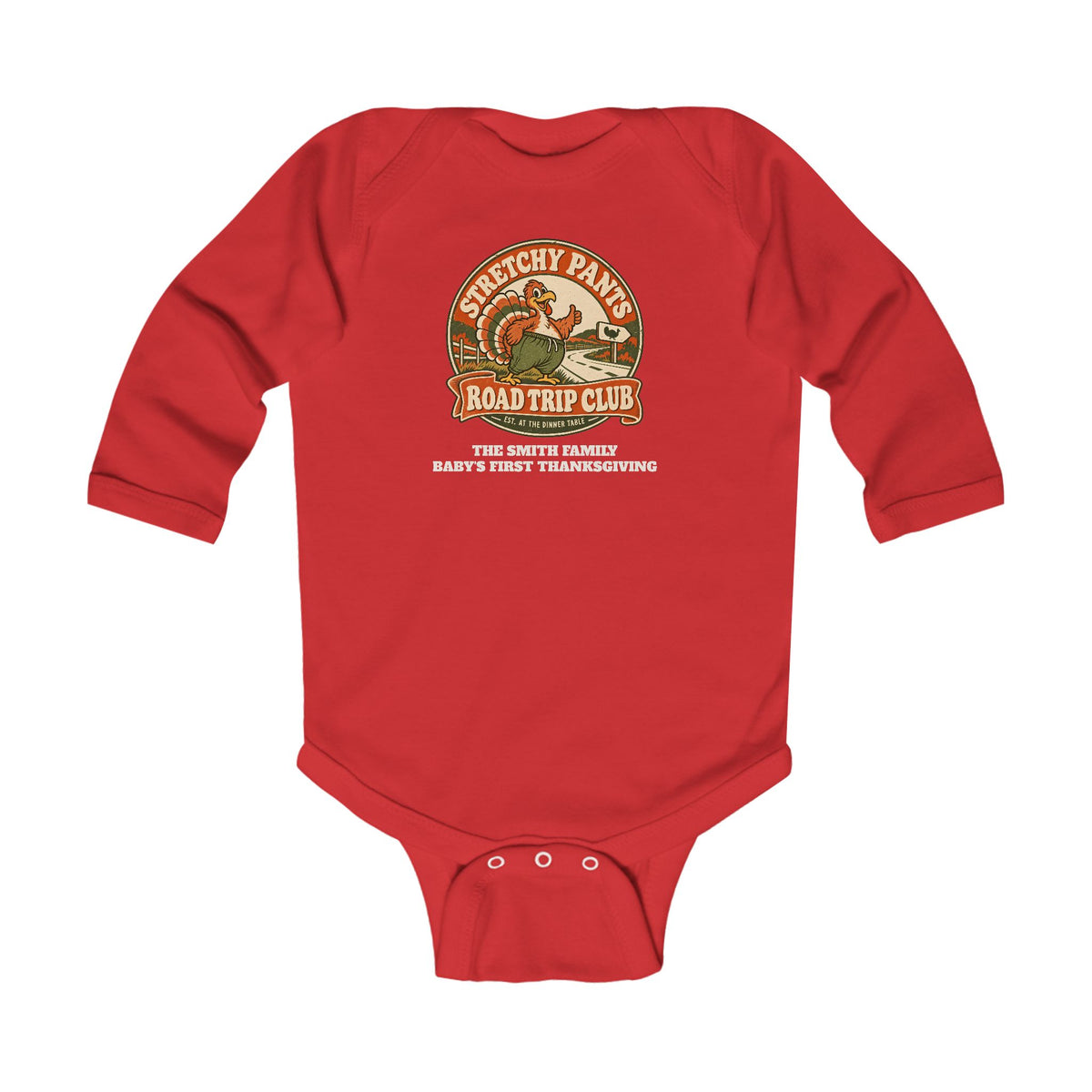 Custom Baby Stretchy Pants Thanksgiving Long Sleeve Bodysuit