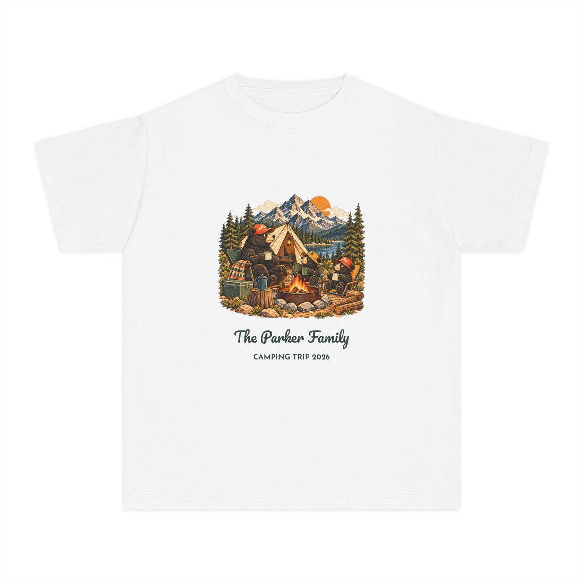 Custom Kids Bear Campfire Tee