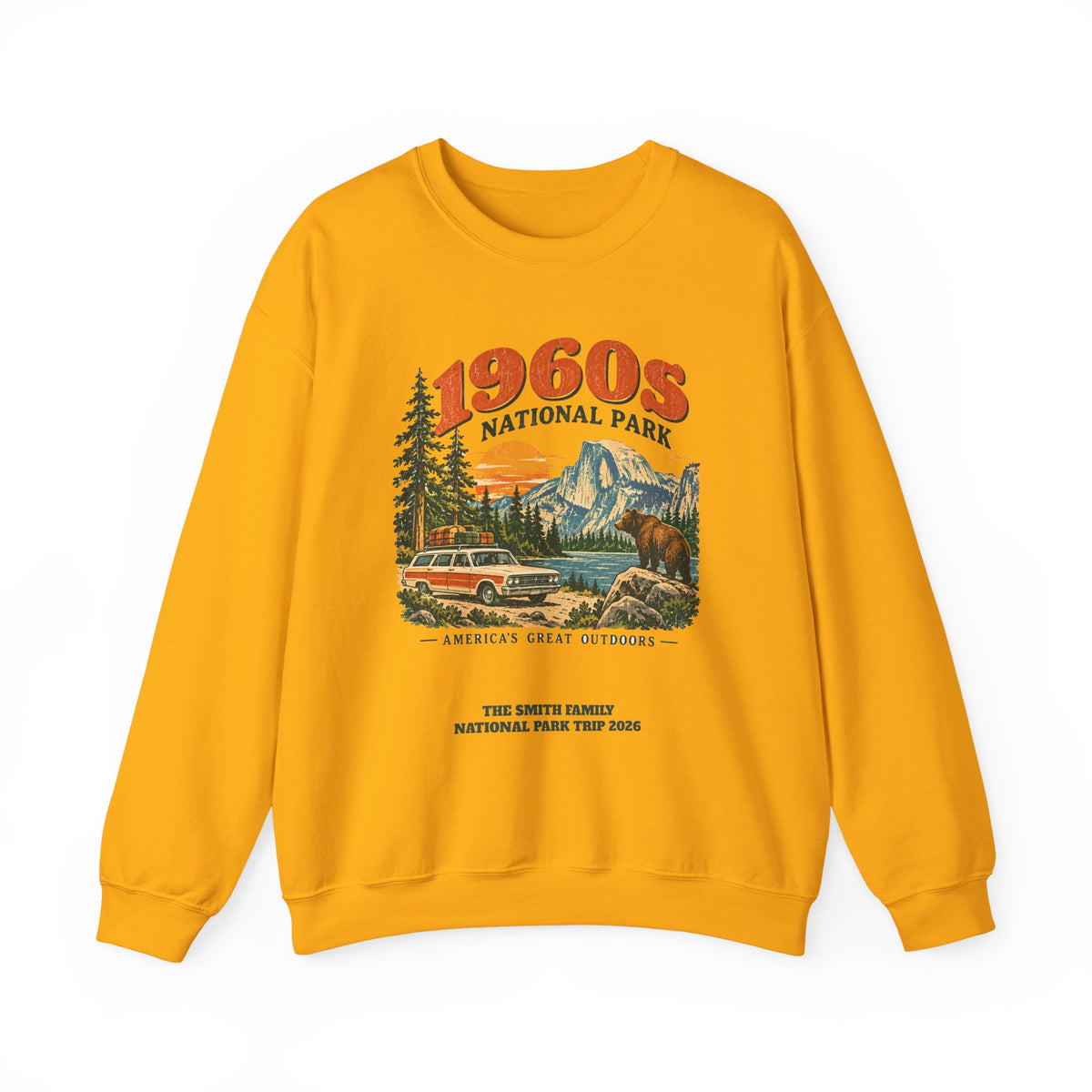 Custom 1960s National Park Family Trip Sweatshirt
