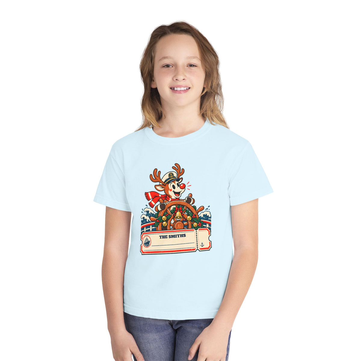 Custom Kids Reindeer Captain Christmas Cruise Shirt
