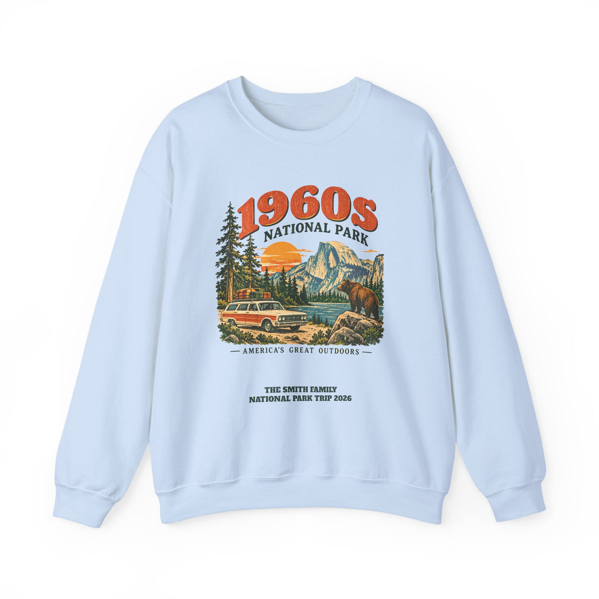 Custom 1960s National Park Family Trip Sweatshirt