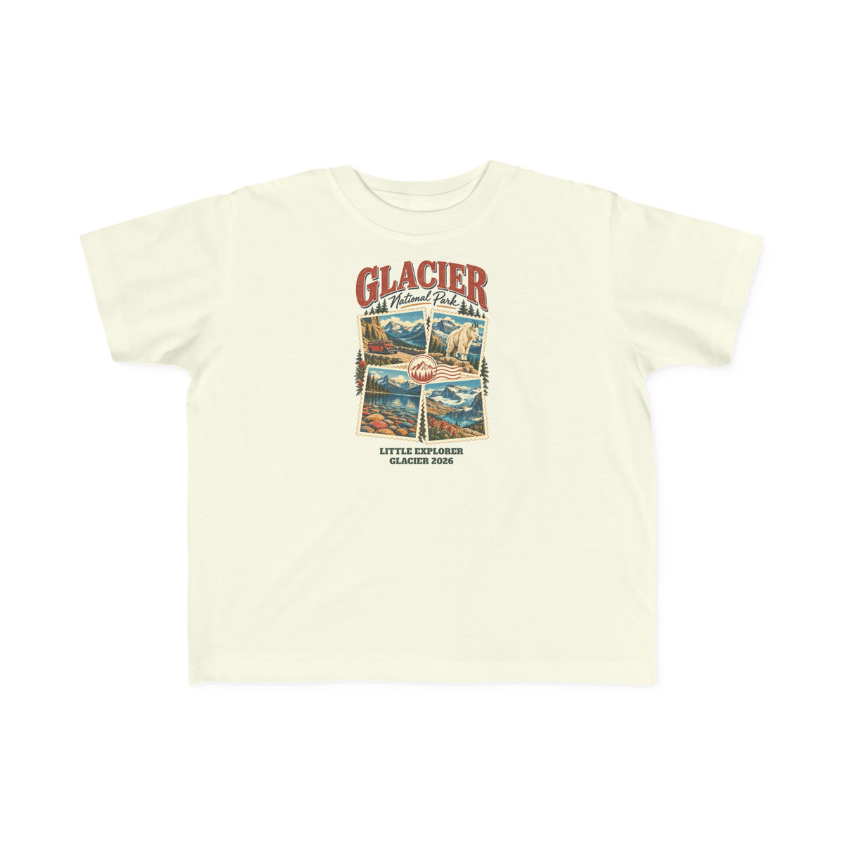 Custom Toddler Glacier National Park Stamp Collage Shirt