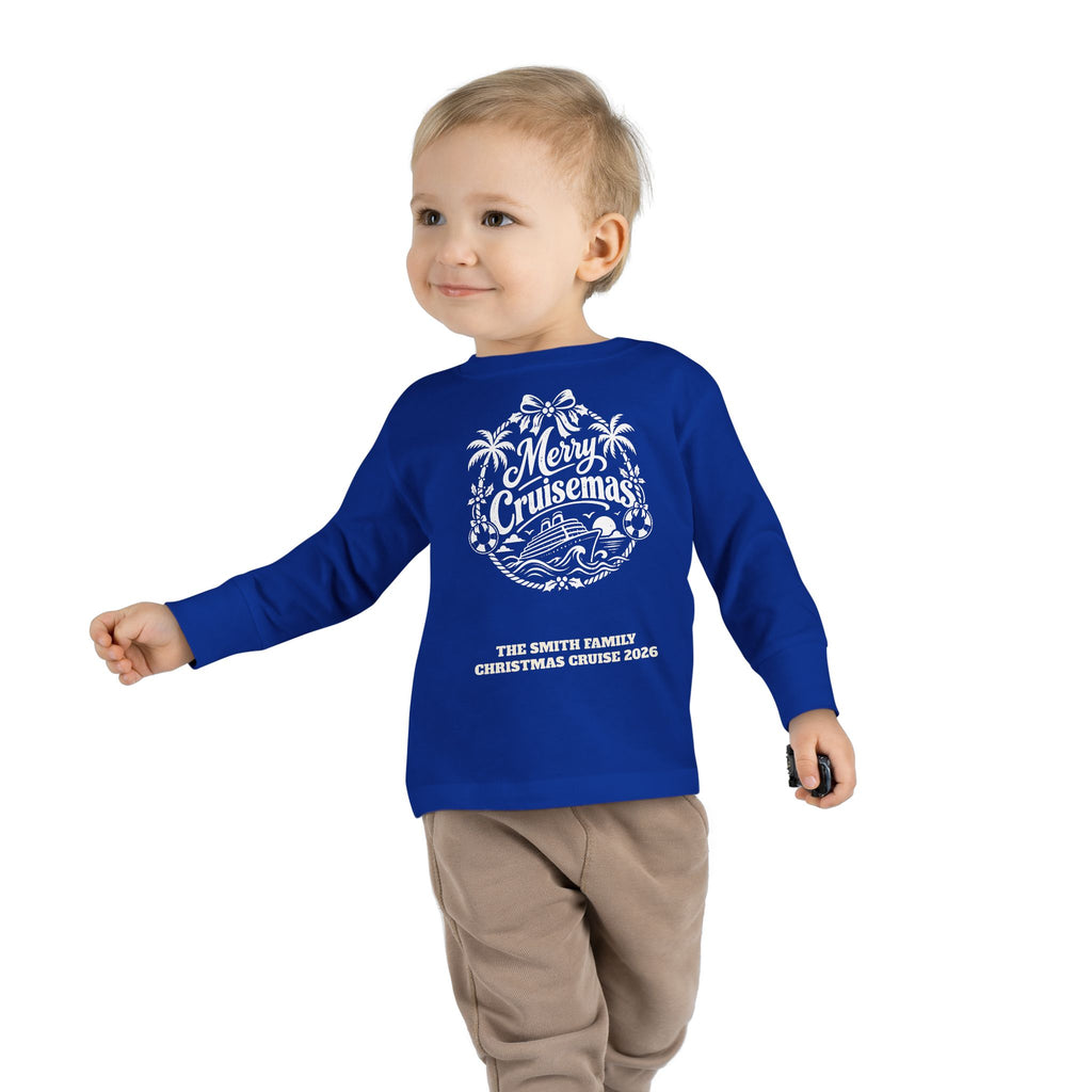 Custom Toddler Merry Cruisemas Palm Wreath Christmas Cruise Long Sleeve Shirt
