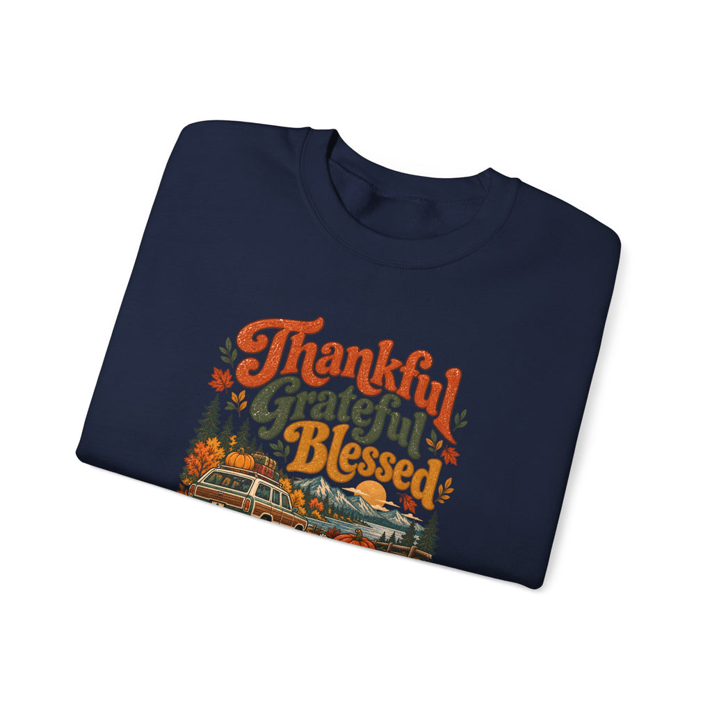 Custom Thankful Grateful Blessed Thanksgiving Road Trip Sweatshirt